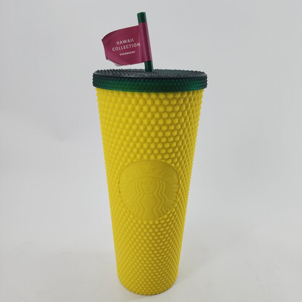 Starbucks Hawaii Collection Yellow Pineapple Honeycomb Studded Cold Cup 24oz